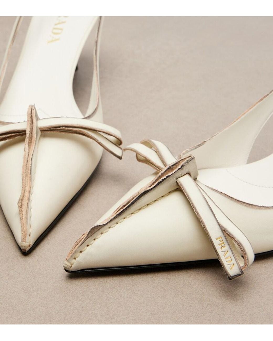 Prada Natural Leather Slingback Pumps