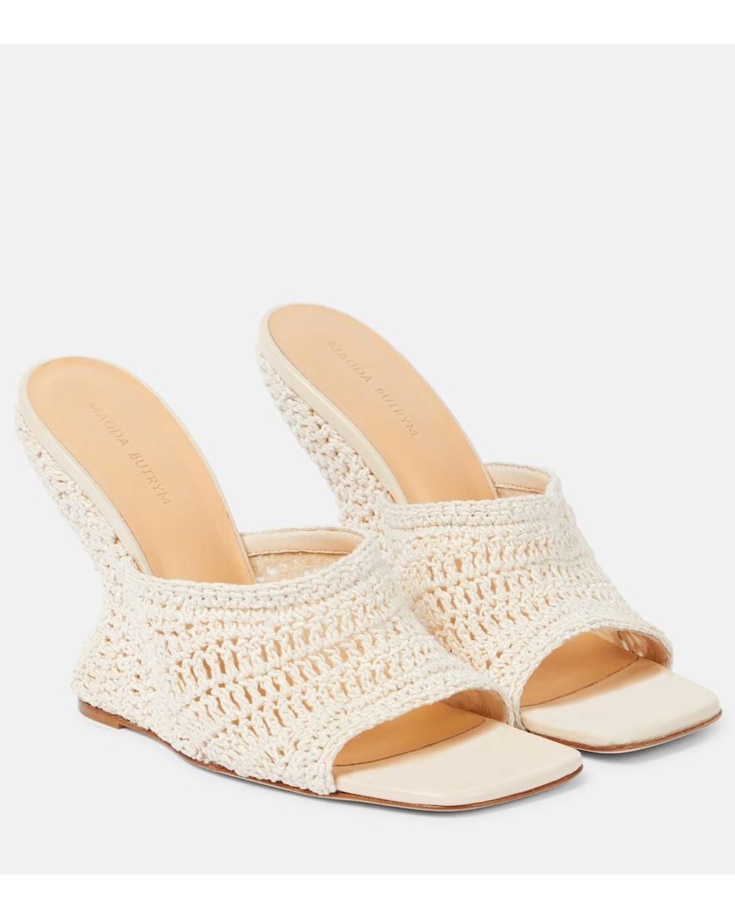 Magda Butrym White Crochet Wedge Sandals
