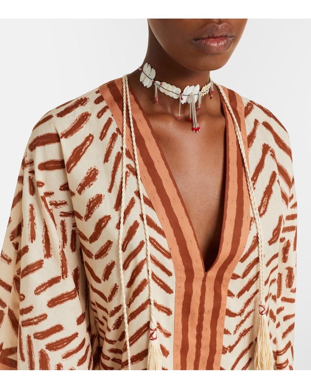 Johanna Ortiz White Printed Cotton Kaftan