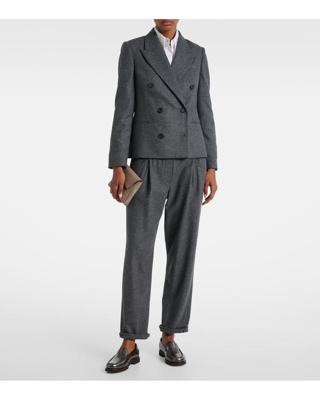Brunello Cucinelli Gray Wool And Cashmere Blazer