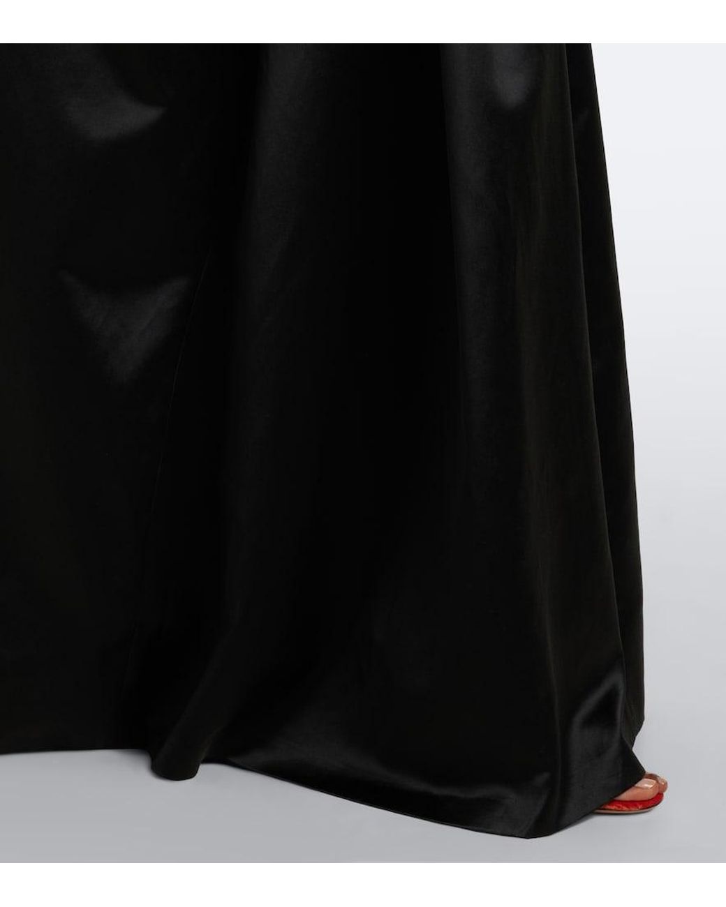 Dries Van Noten Black Draped Printed Silk Satin Gown