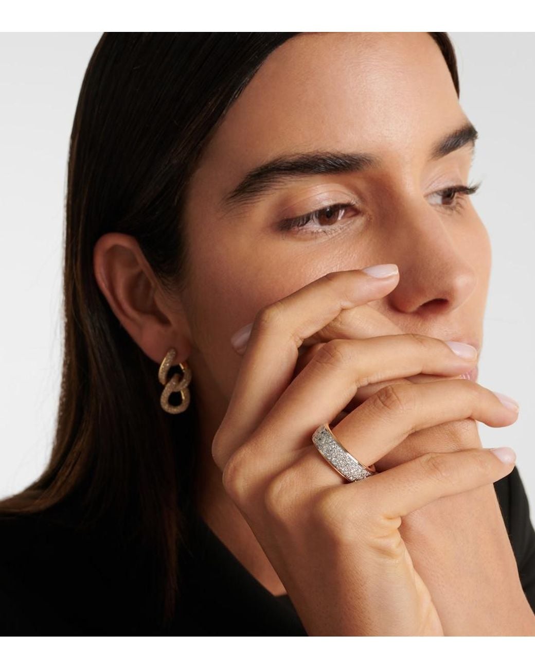 Pomellato White Iconica 18Kt Rose Ring With Diamonds