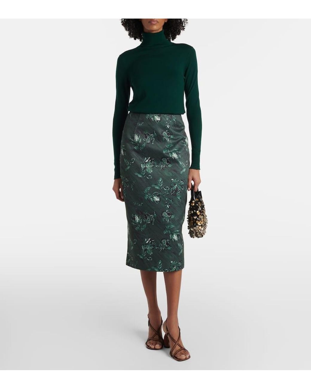 Emilia Wickstead Green Bleistiftrock Lorelei Aus Faille