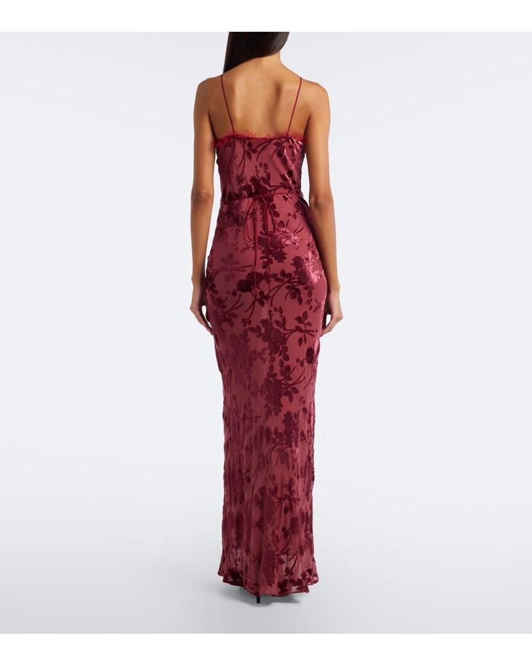 Rodarte Red Floral Devore Maxi Dress