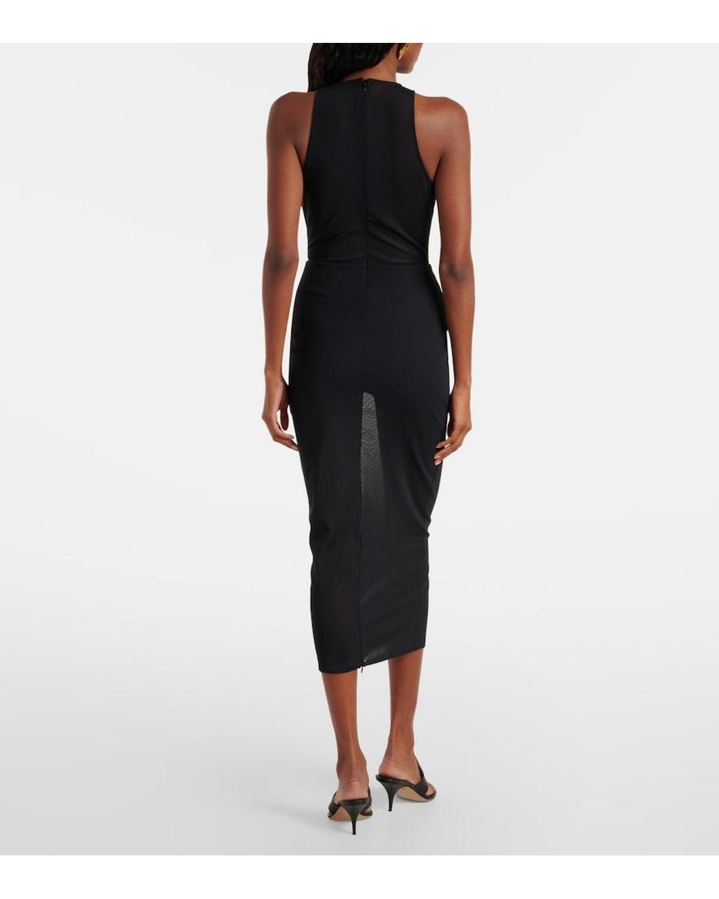 Alex Perry Black Sheer Midi Dress