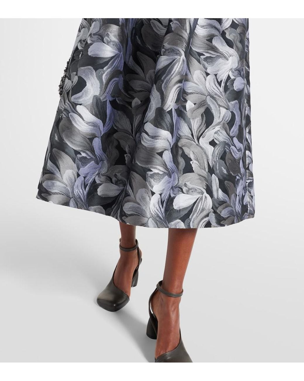 Dries Van Noten Black Jacquard Midi Skirt