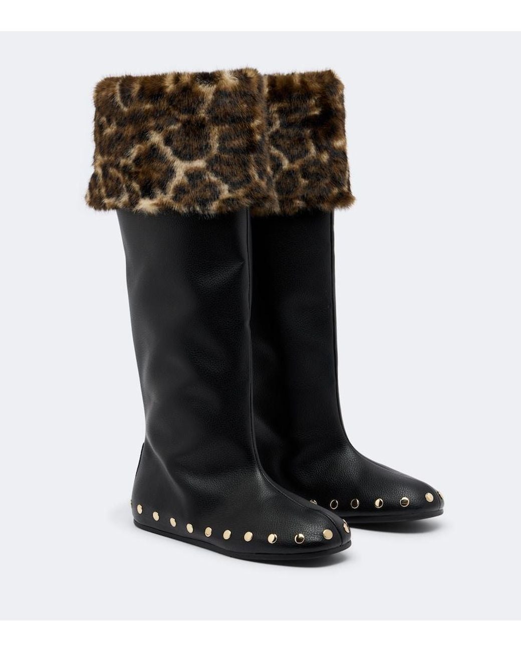 Ganni Black Jenny Studded Knee-High Boots