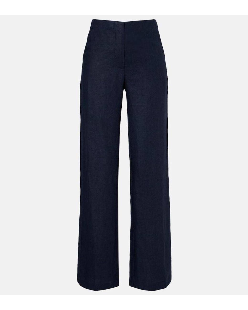 Faithfull The Brand Blue Lulea Linen Wide-Leg Pants