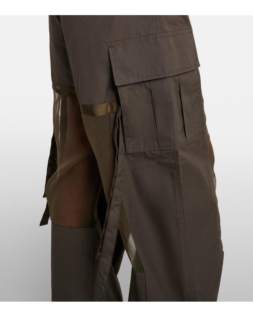 Sacai Green Paneled Cotton Cargo Pants
