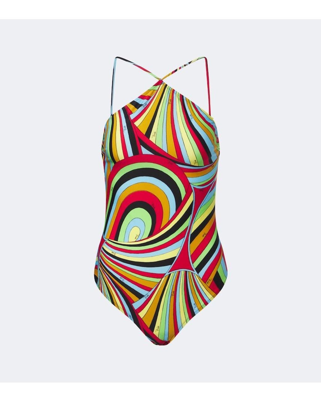 Emilio Pucci White Iride Halterneck Swimsuit