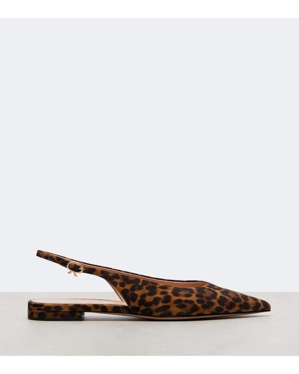 Gianvito Rossi Brown Robbie Leopard-Print Suede Slingback Flats