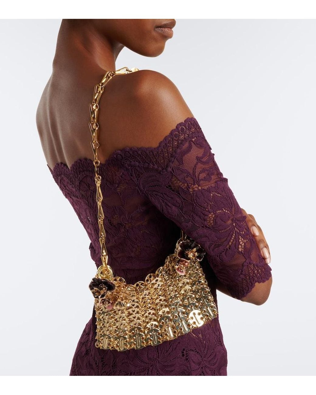 Rabanne White 1969 Small Embellished Shoulder Bag
