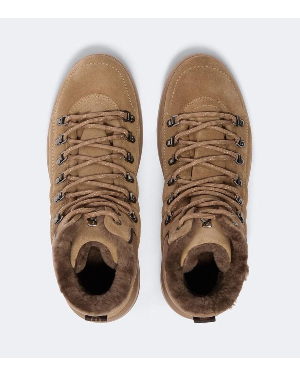 Bogner Brown Antwerp Shearling-Lined Suede Lace-Up Boots for men