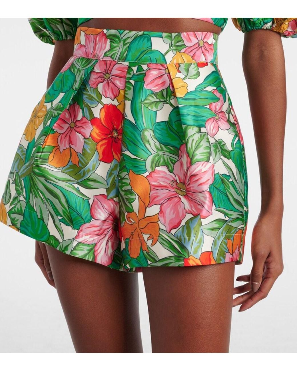 ALÉMAIS Green Amelia Printed High-Rise Shorts