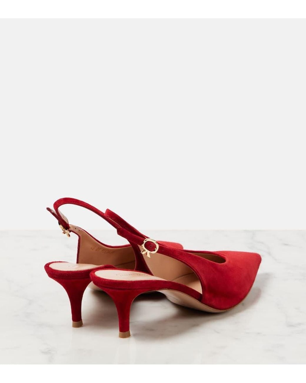 Gianvito Rossi Red Robbie Suede Slingback Pumps