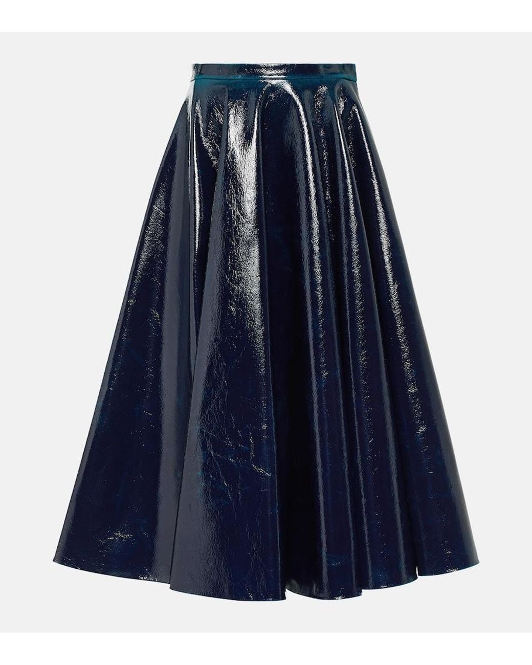 Alaïa Blue Coated Wool-Blend Midi Skirt