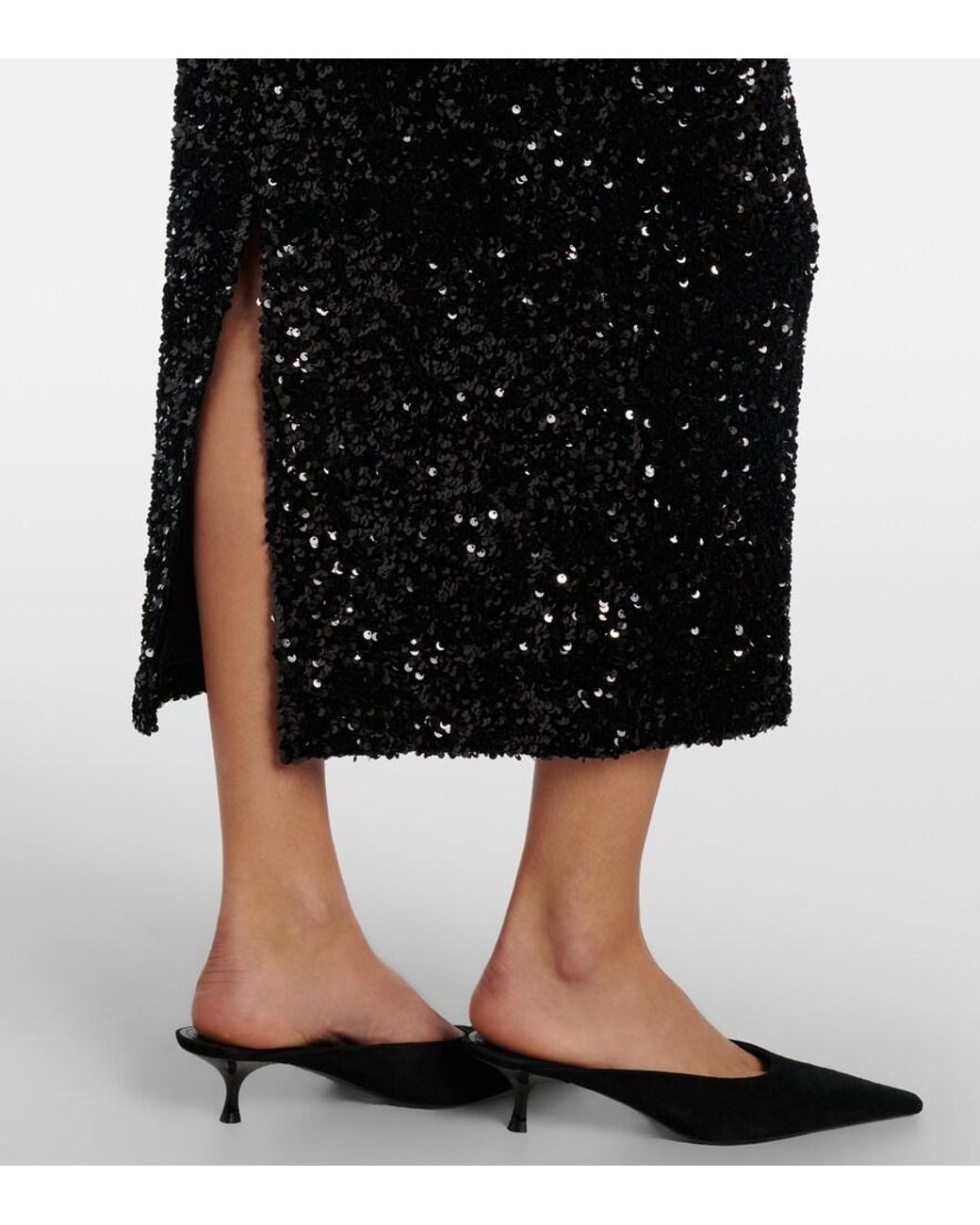 Vince Black Midirock Aus Samt Mit Pailletten