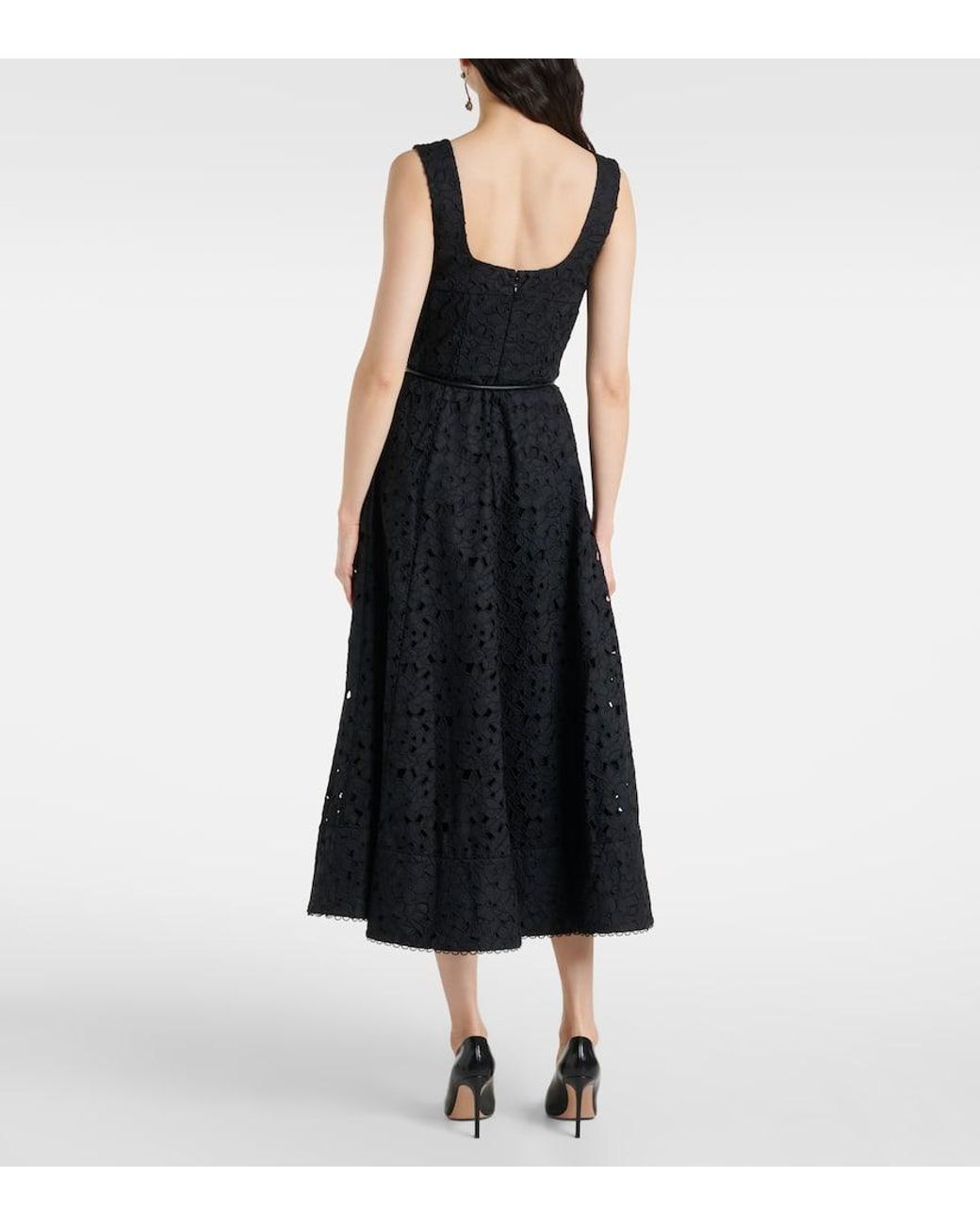 ■REBECCA VALLANCE■Kitsu broderie anglaise ミディドレス Kitsu broderie anglaise midi dress in black - Rebecca