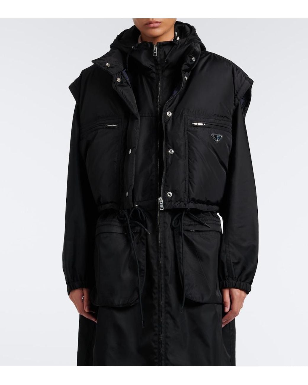 Prada Black Re-Nylon Cropped Down Jacket