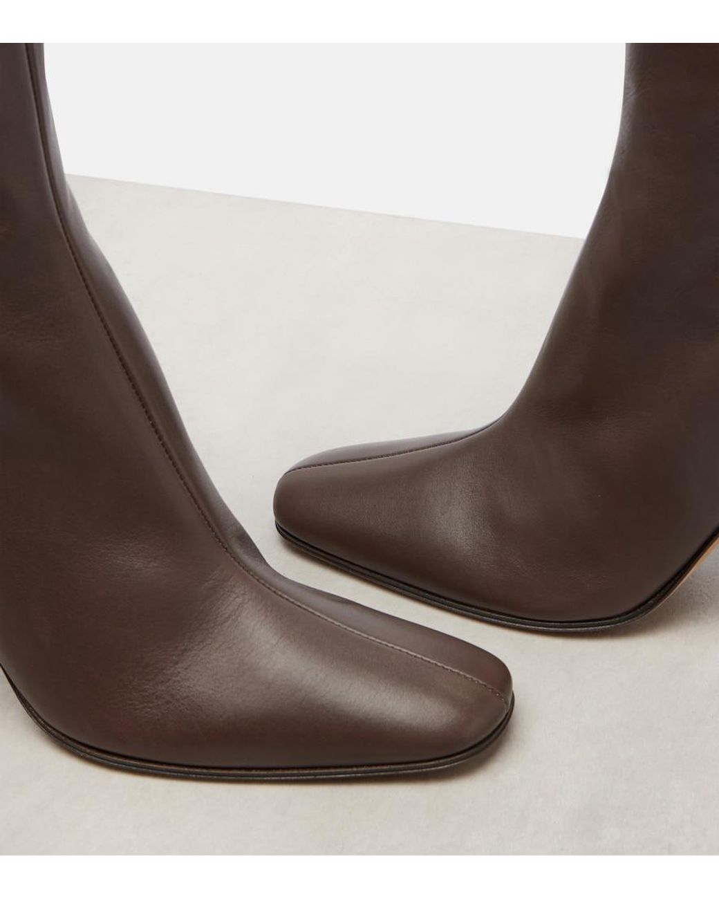 The Row Brown Mona Leather Ankle Boots