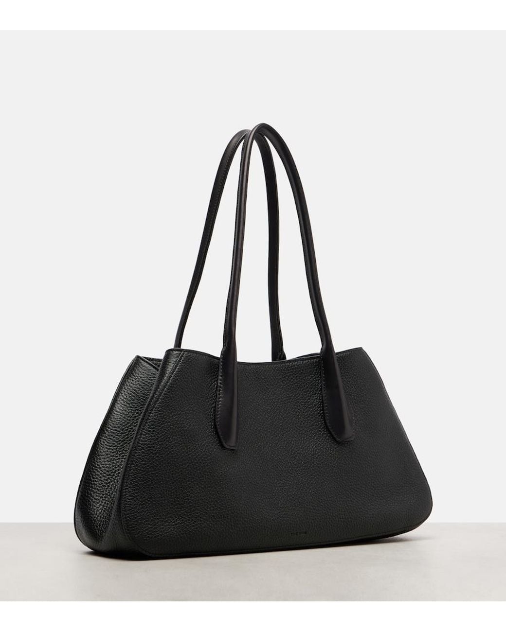 The Row Black Alger Medium Leather Shoulder Bag