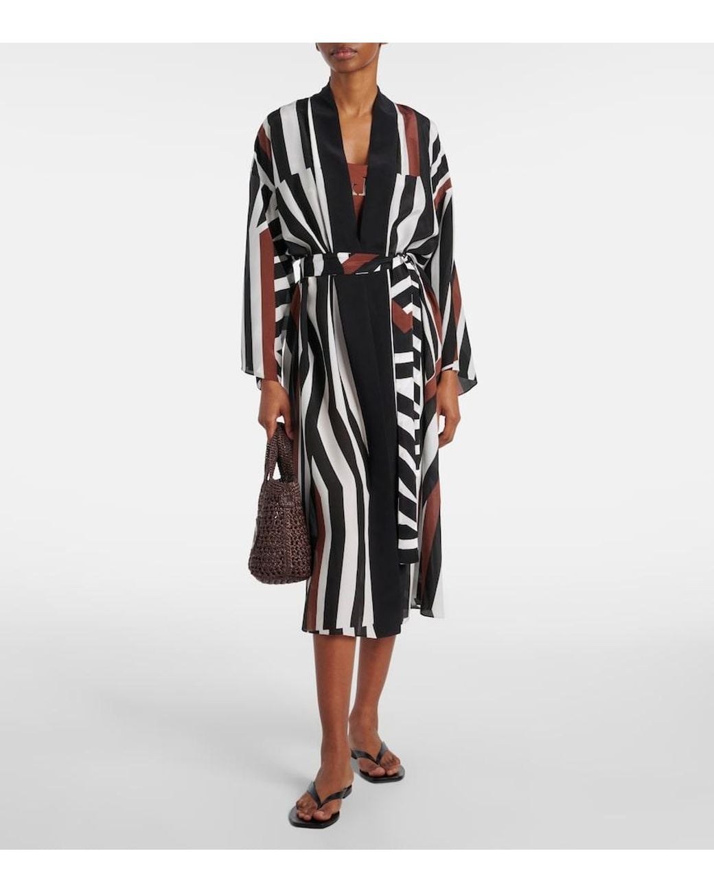 Max Mara Black Ovatte Striped Beach Cover-Up