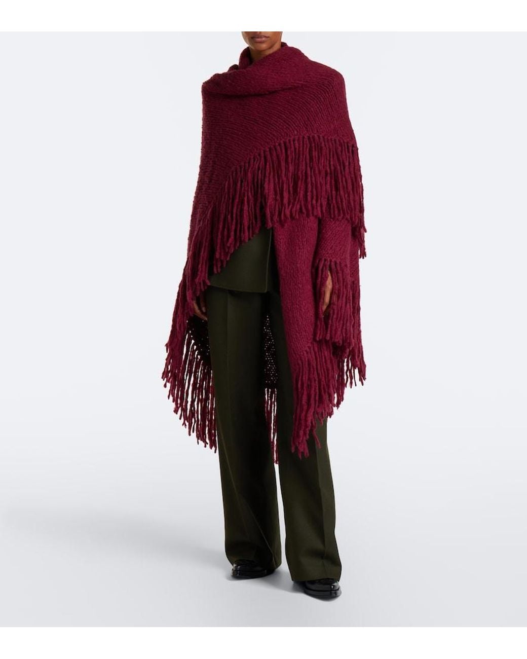 Gabriela Hearst Purple Lauren Fringed Knitted Cashmere Shawl