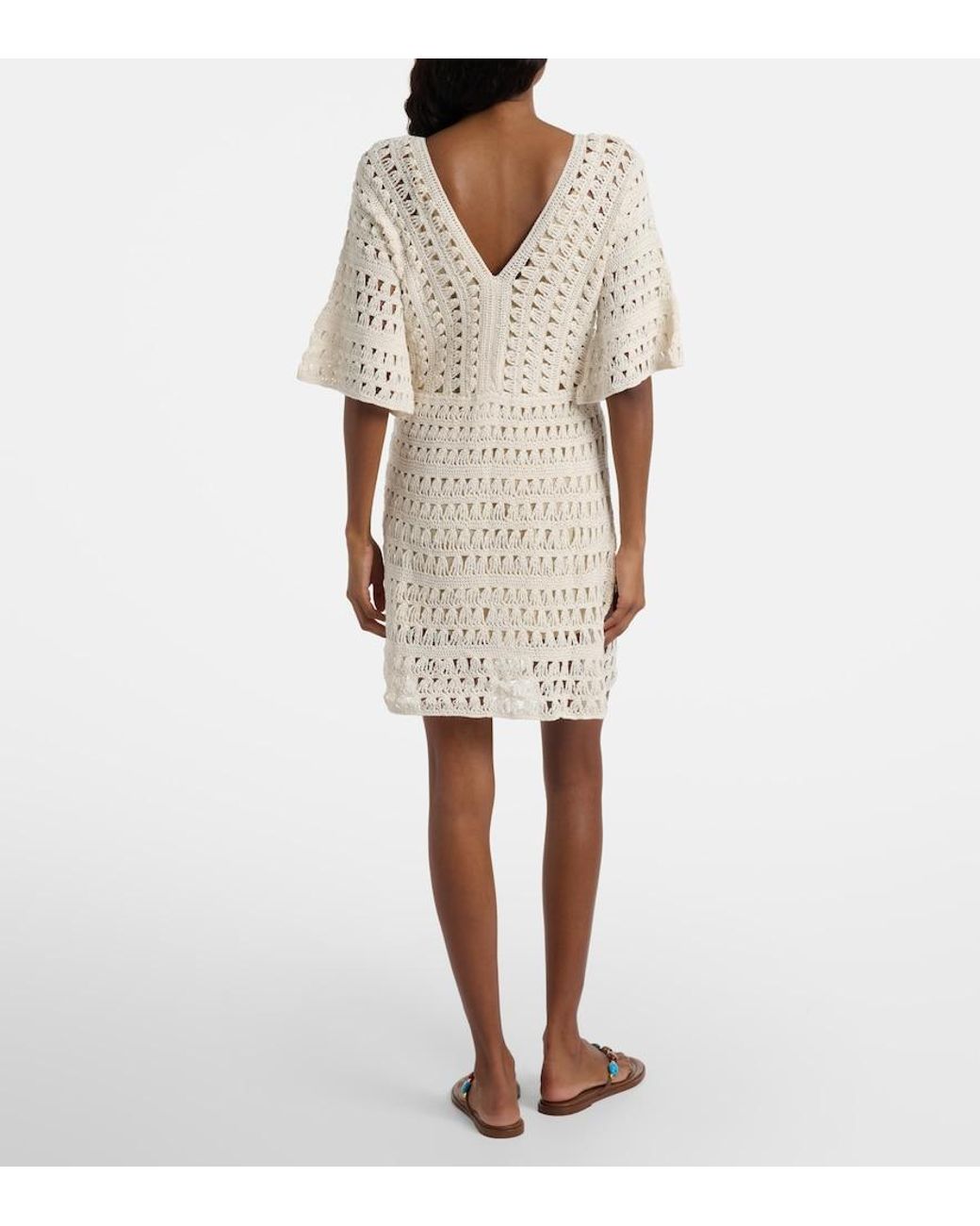 Anna Kosturova Natural Crochet Cotton Minidress