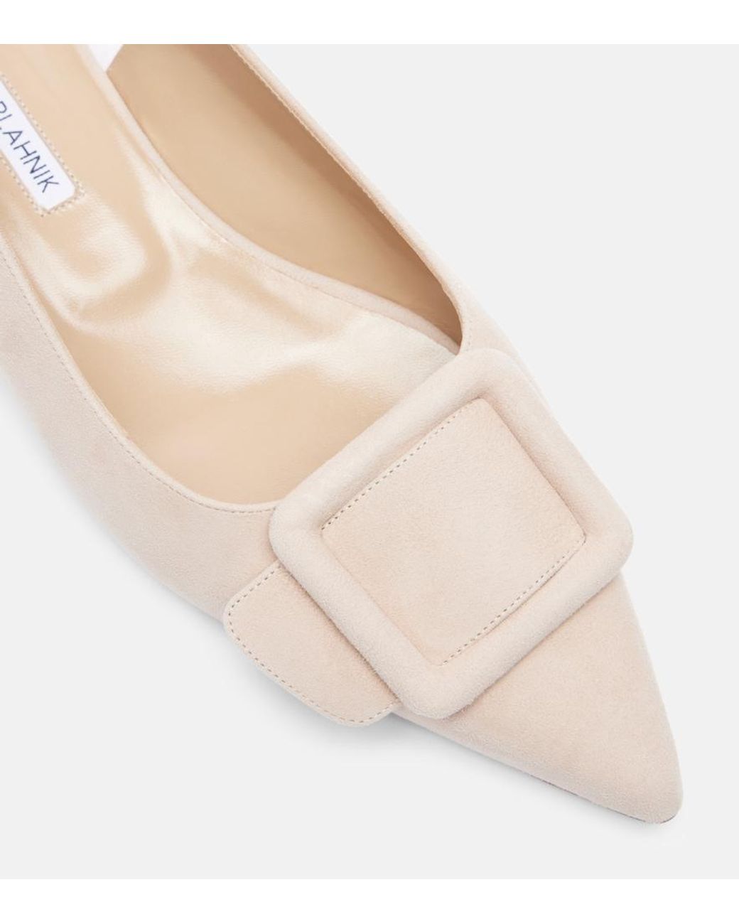 Manolo Blahnik Natural Maylura Suede Slingback Flats