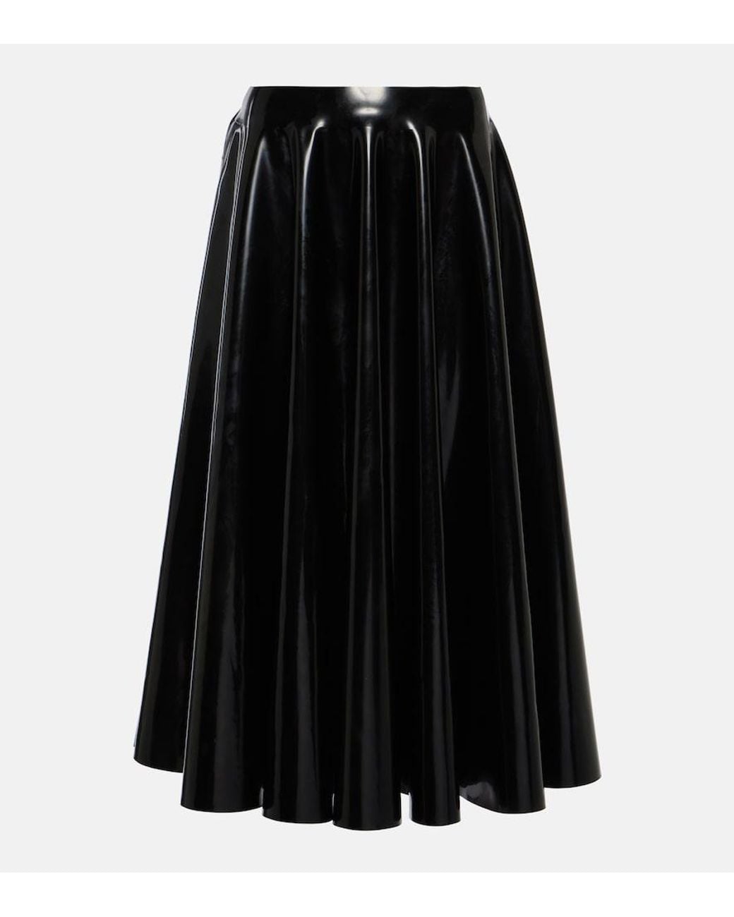 Alaïa Black Latex Midi Skirt