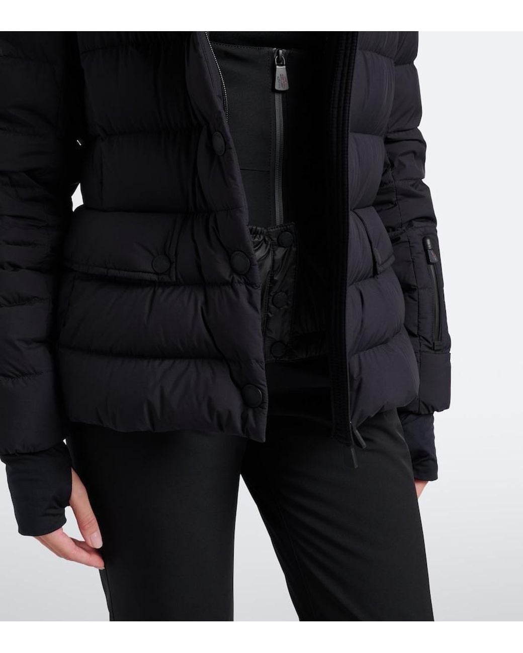 Moncler Black Armoniques Shearling-Trimmed Ski Jacket
