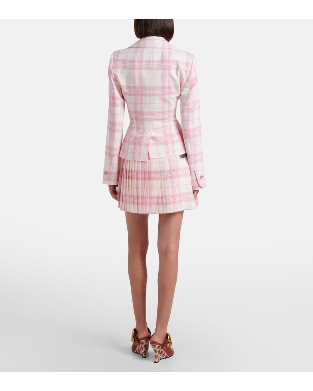 Vivienne Westwood Pink Plaid Wool-Blend Miniskirt