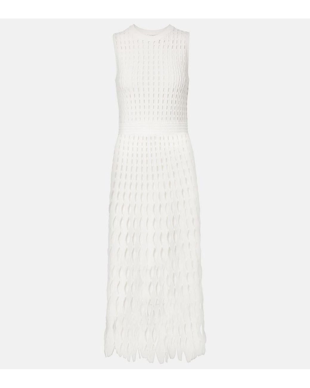 Jonathan Simkhai White Zyla Open-Knit Midi Dress