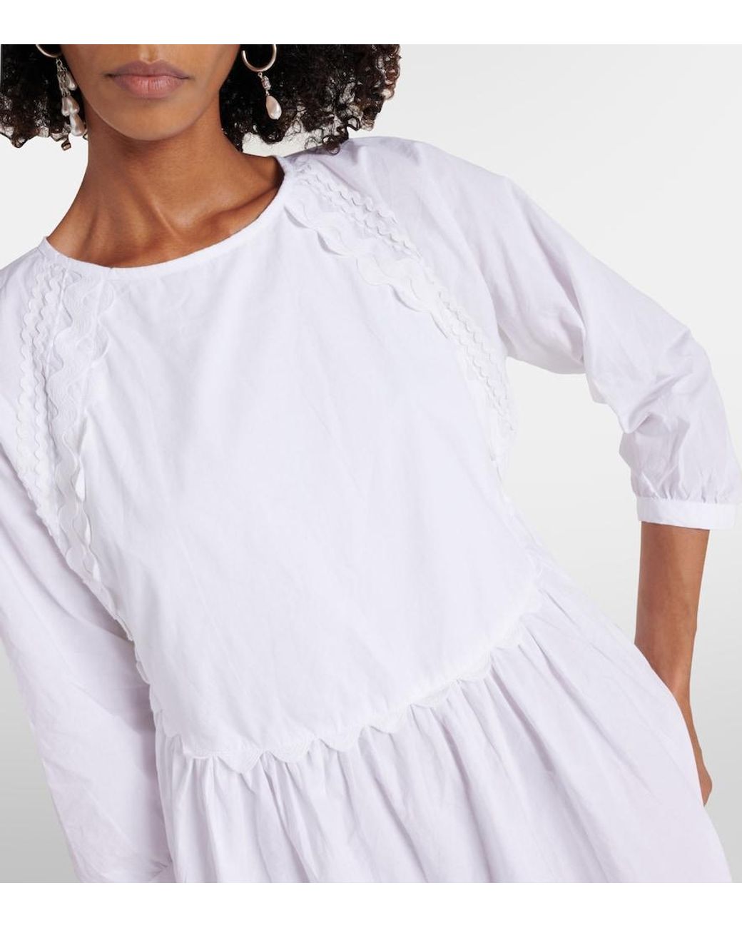Juliet Dunn White Cotton Poplin Minidress