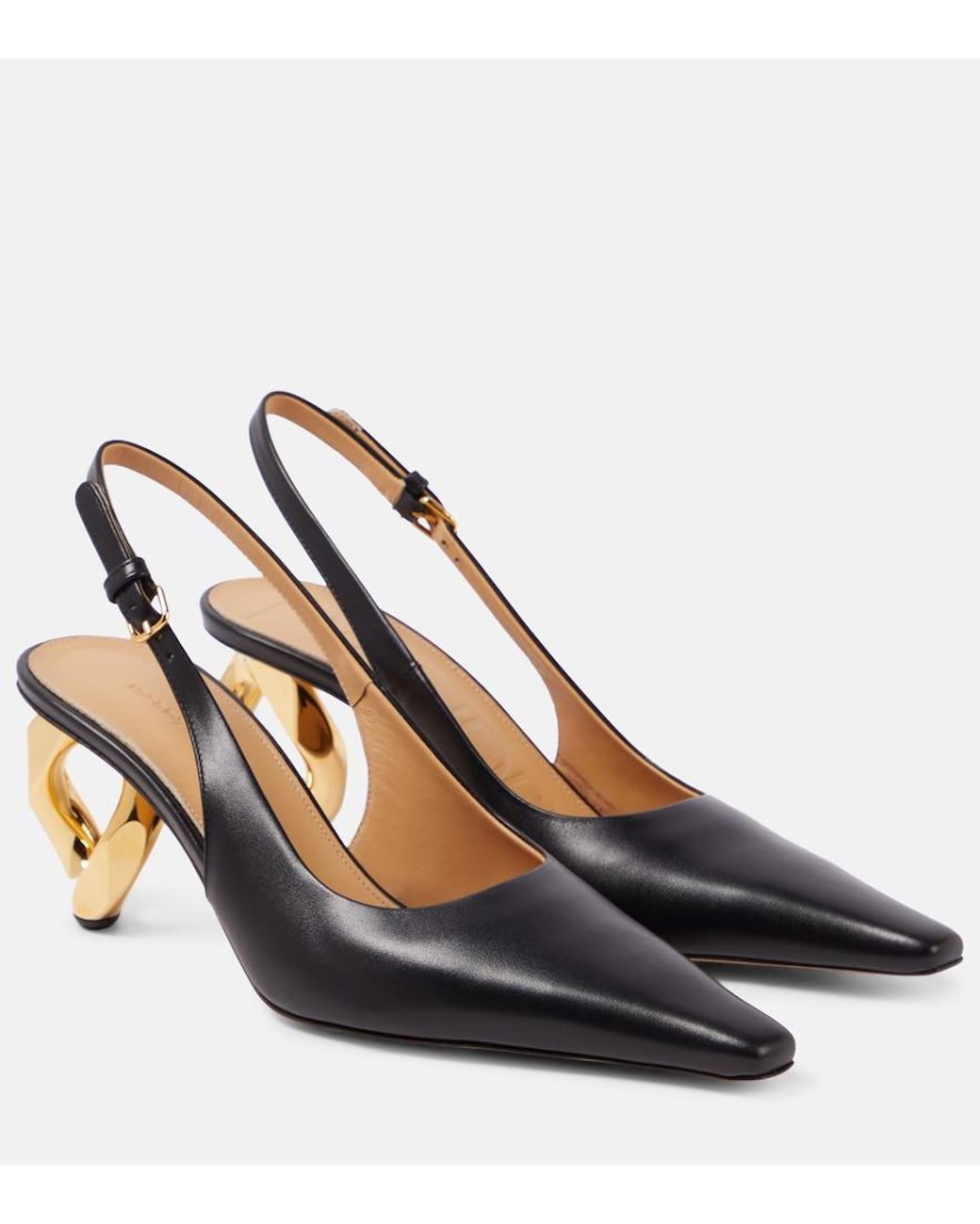 J.W. Anderson Blue Chain Heel Leather Slingback Pumps