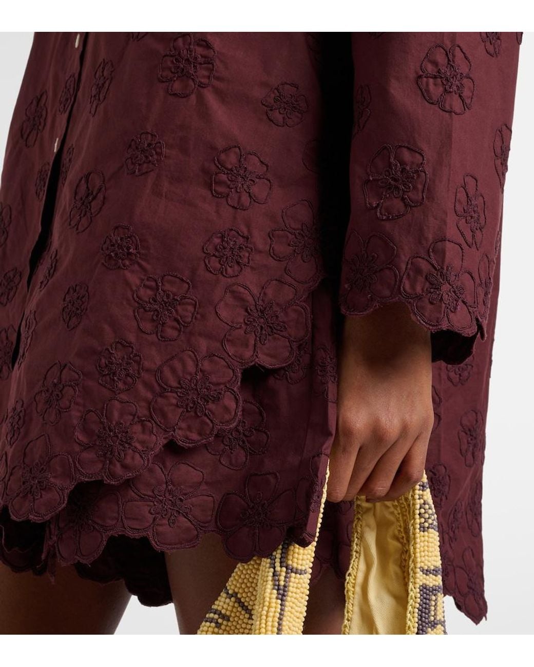 Juliet Dunn Purple Embroidered Cotton Shirt