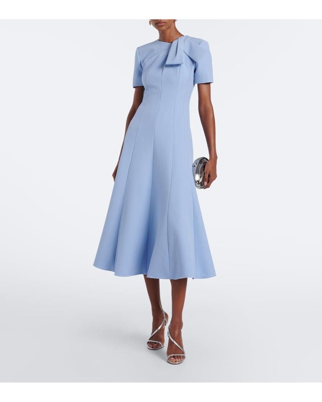 Roland Mouret Blue Bow-Detail Crepe Cocktail Dress