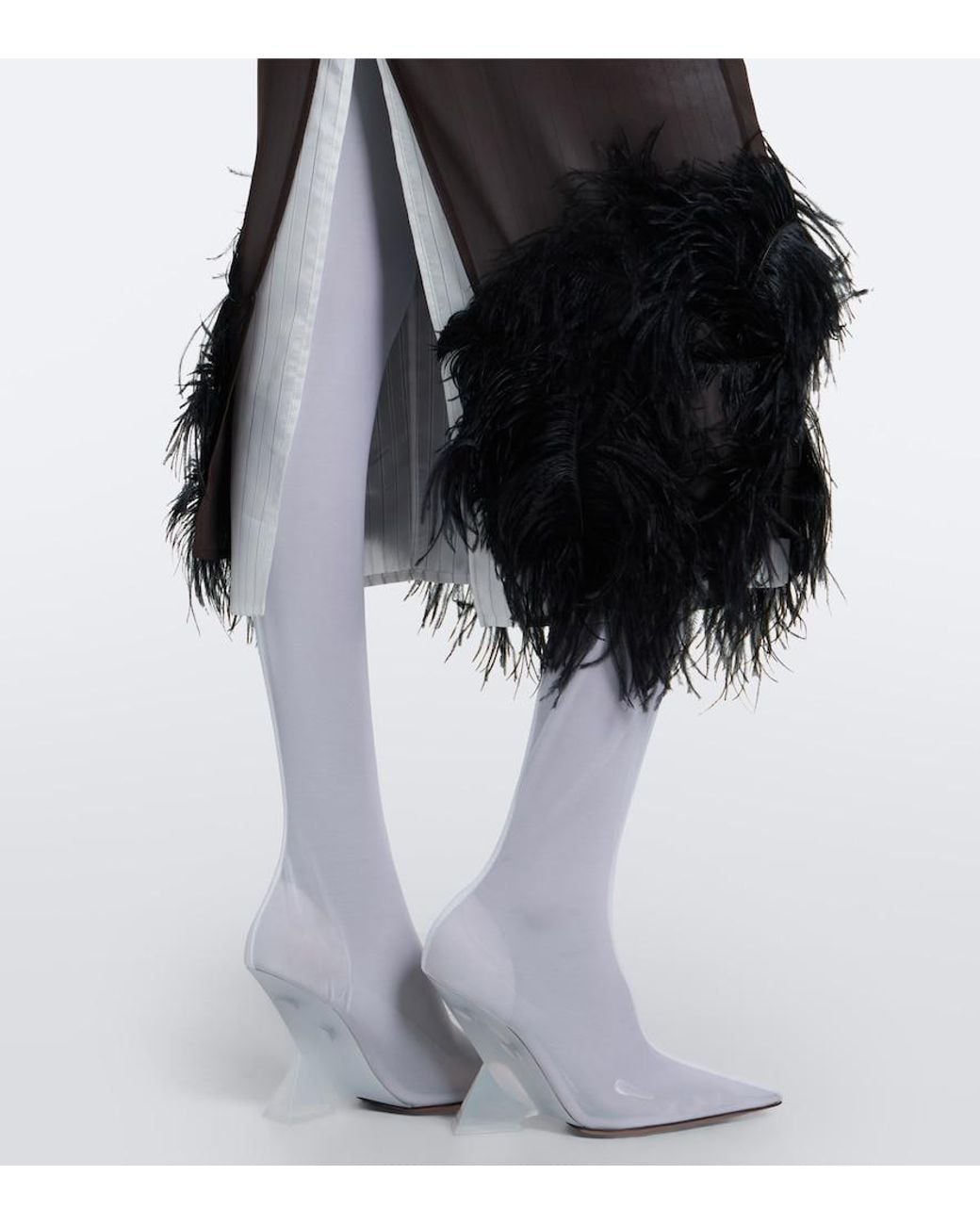 The Attico White Cheope Mesh Over-The-Knee Boots