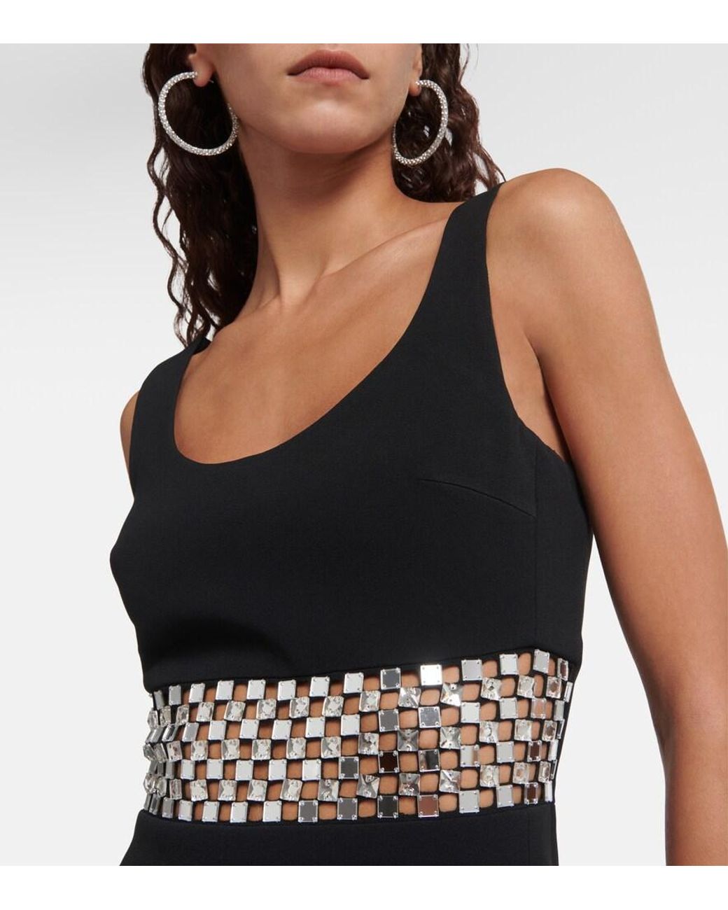 David Koma Black Crystal-embellished Crepe Gown