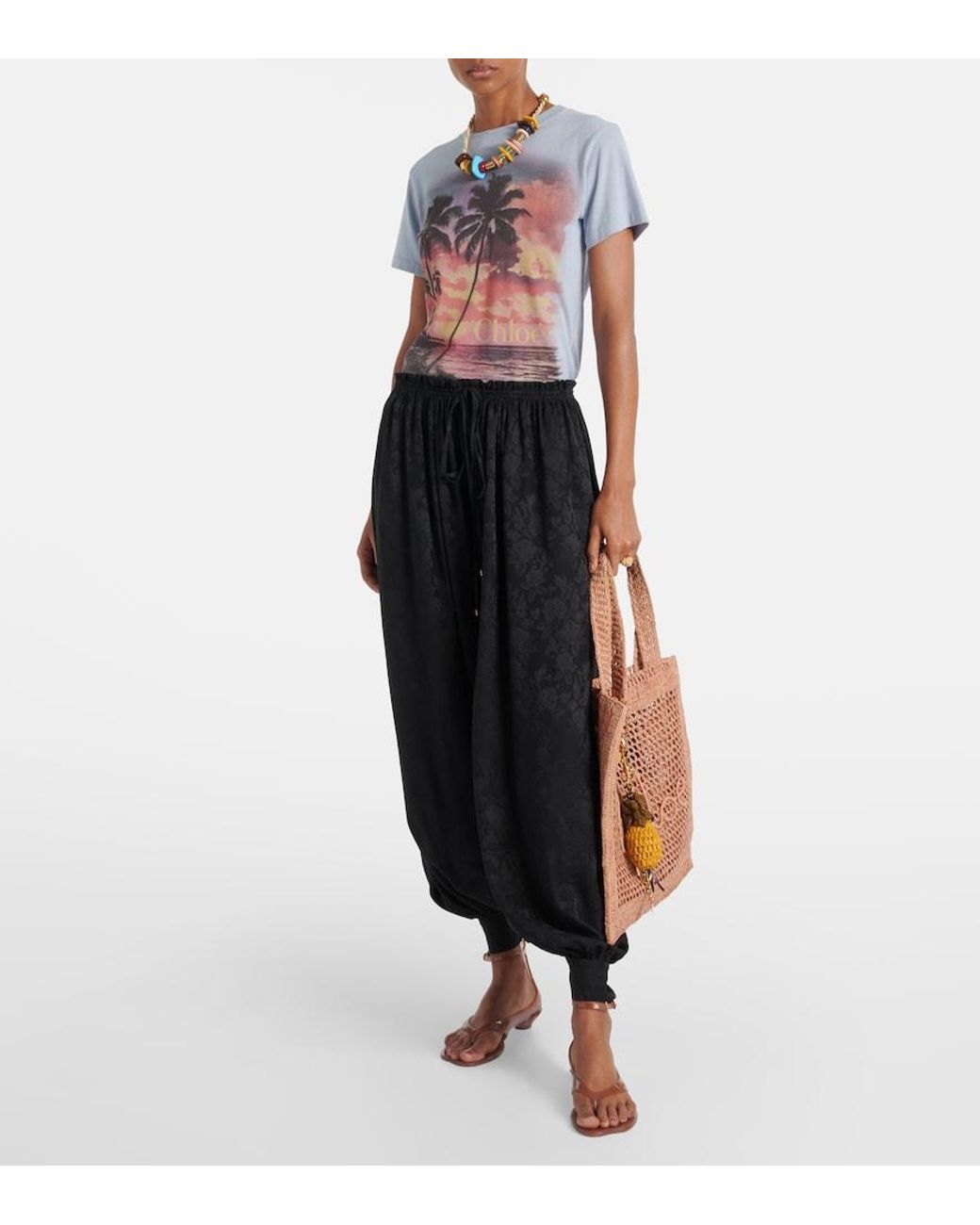 Chloé Gray Printed Cotton Jersey T-Shirt