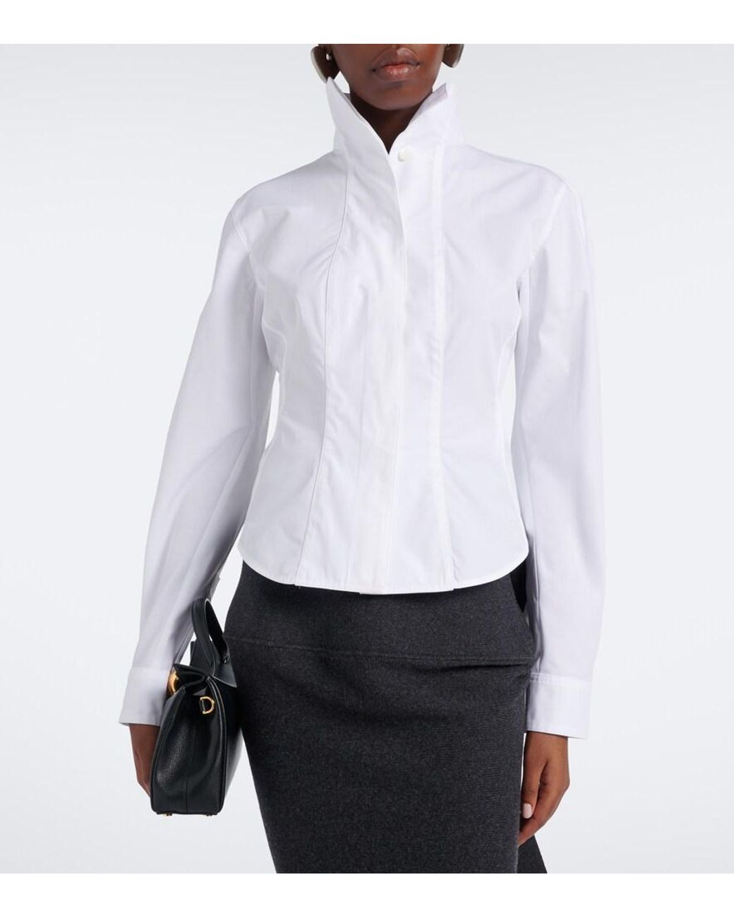 Jacquemus White Tulipe Open-Back Cotton Poplin Shirt