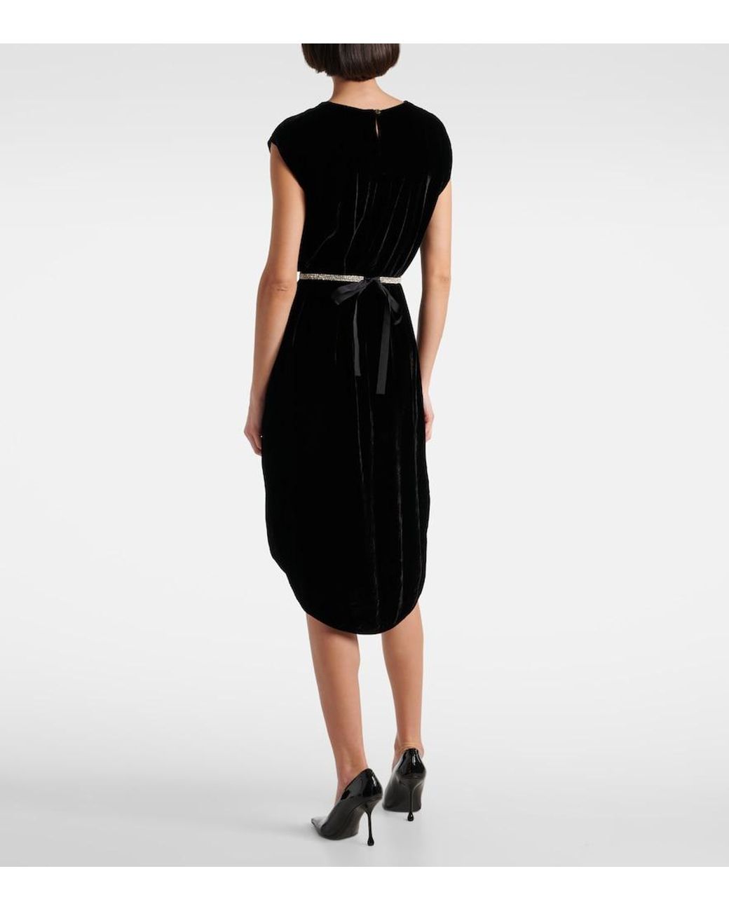 Velvet Black Midi Dress
