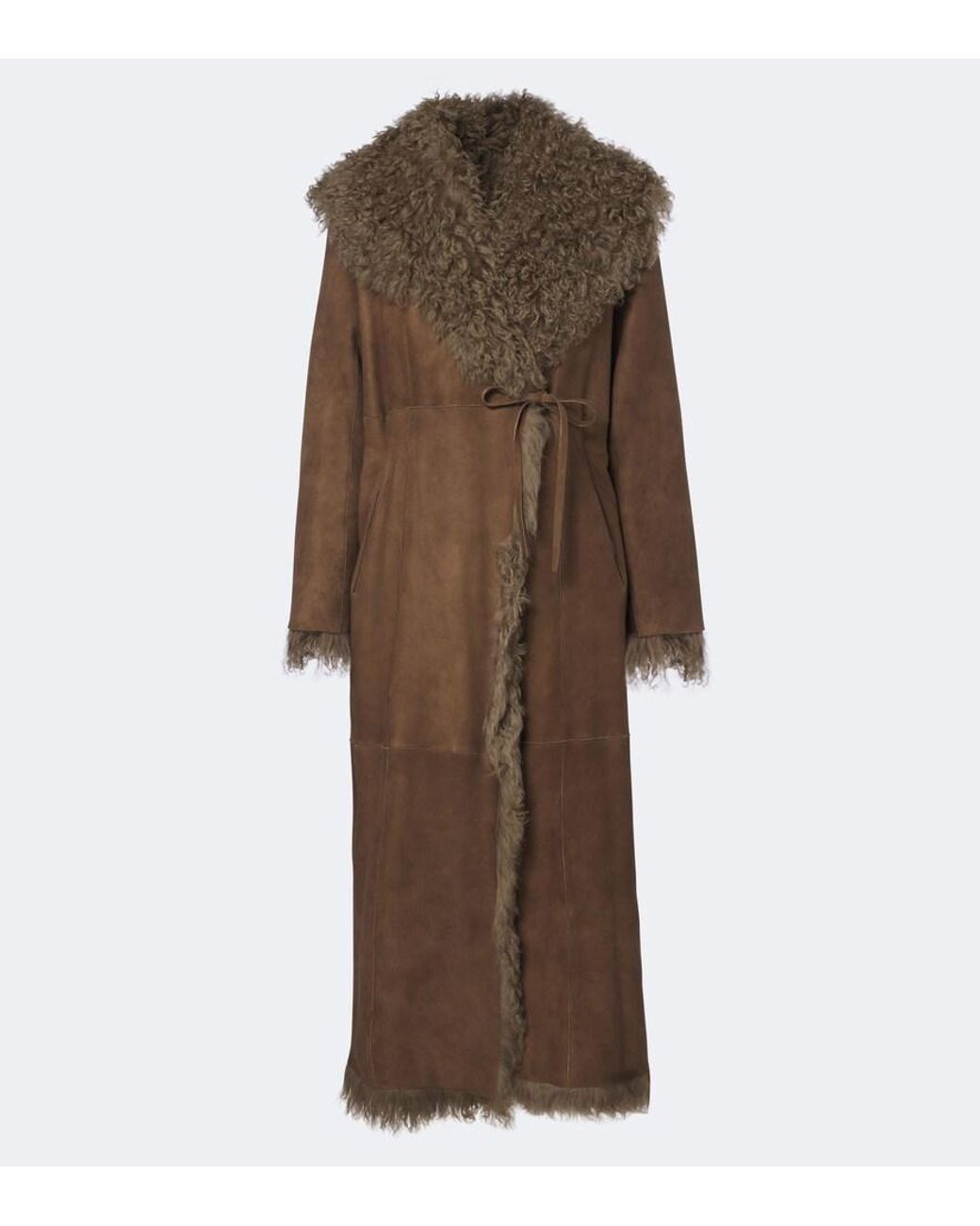 Ralph Lauren Brown Justyn Reversible Suede And Shearling Coat