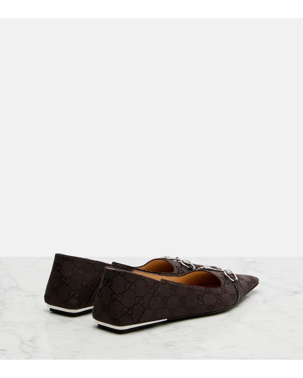 Gucci Brown Vittoria Gg Canvas Ballet Flats