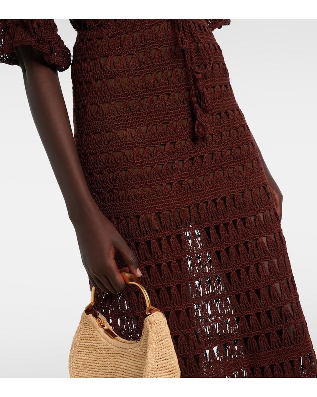 Anna Kosturova Purple Marissa Cotton Crochet Midi Dress