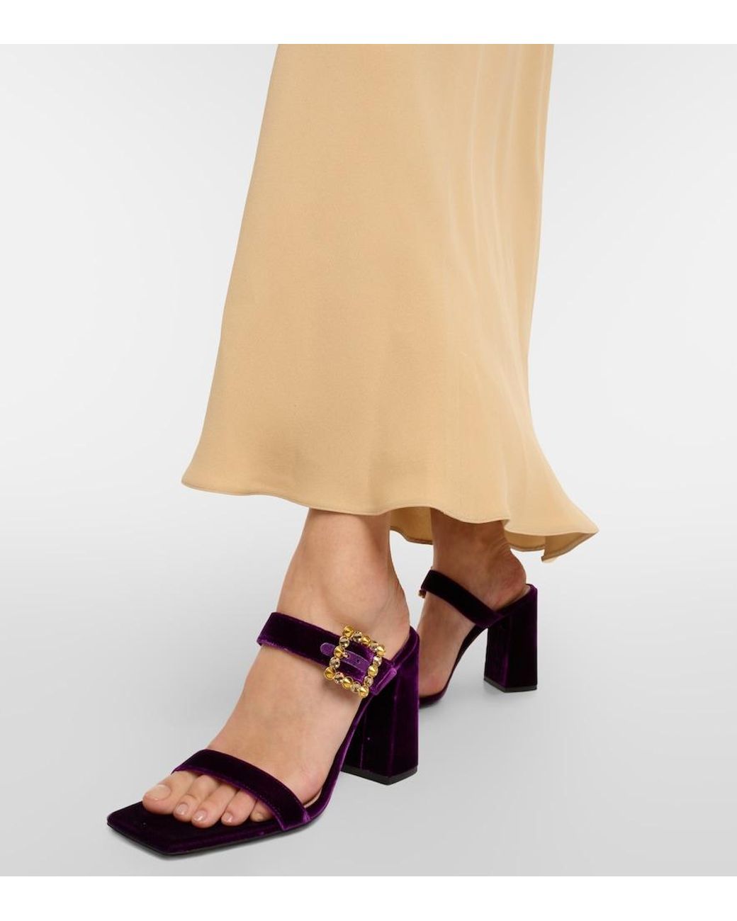 Gianvito Rossi Purple Wondy Embellished Velvet Mules