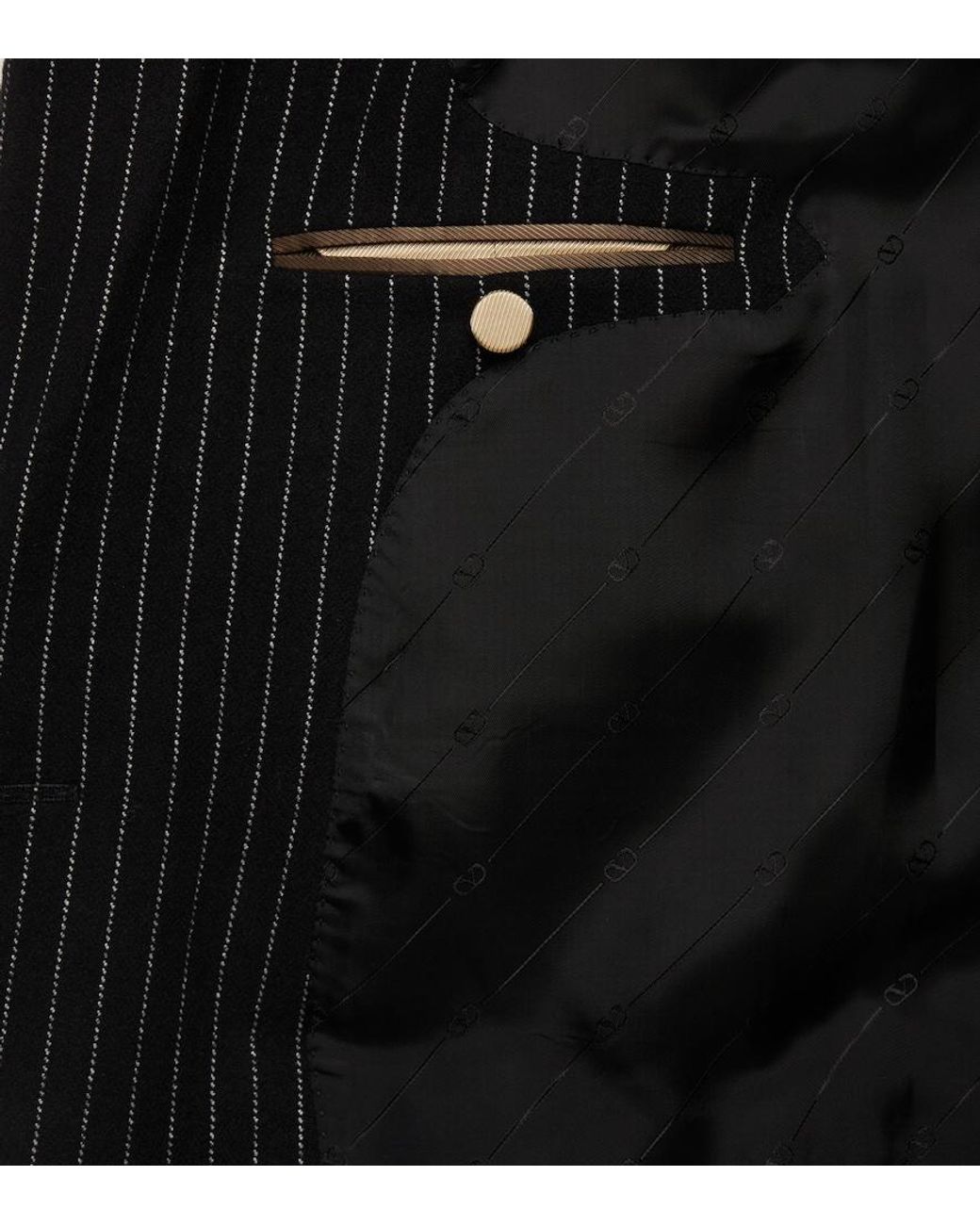 Valentino Garavani Black Chalk Stripe Wool And Silk Blazer for men