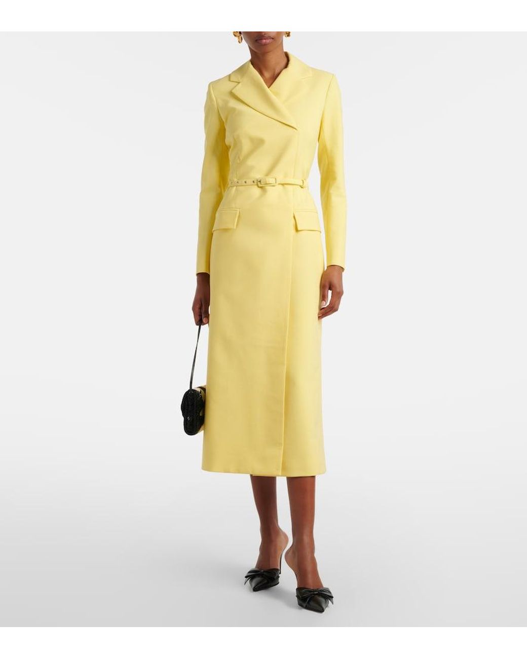Emilia Wickstead Yellow Kalonice Crepe Midi Dress