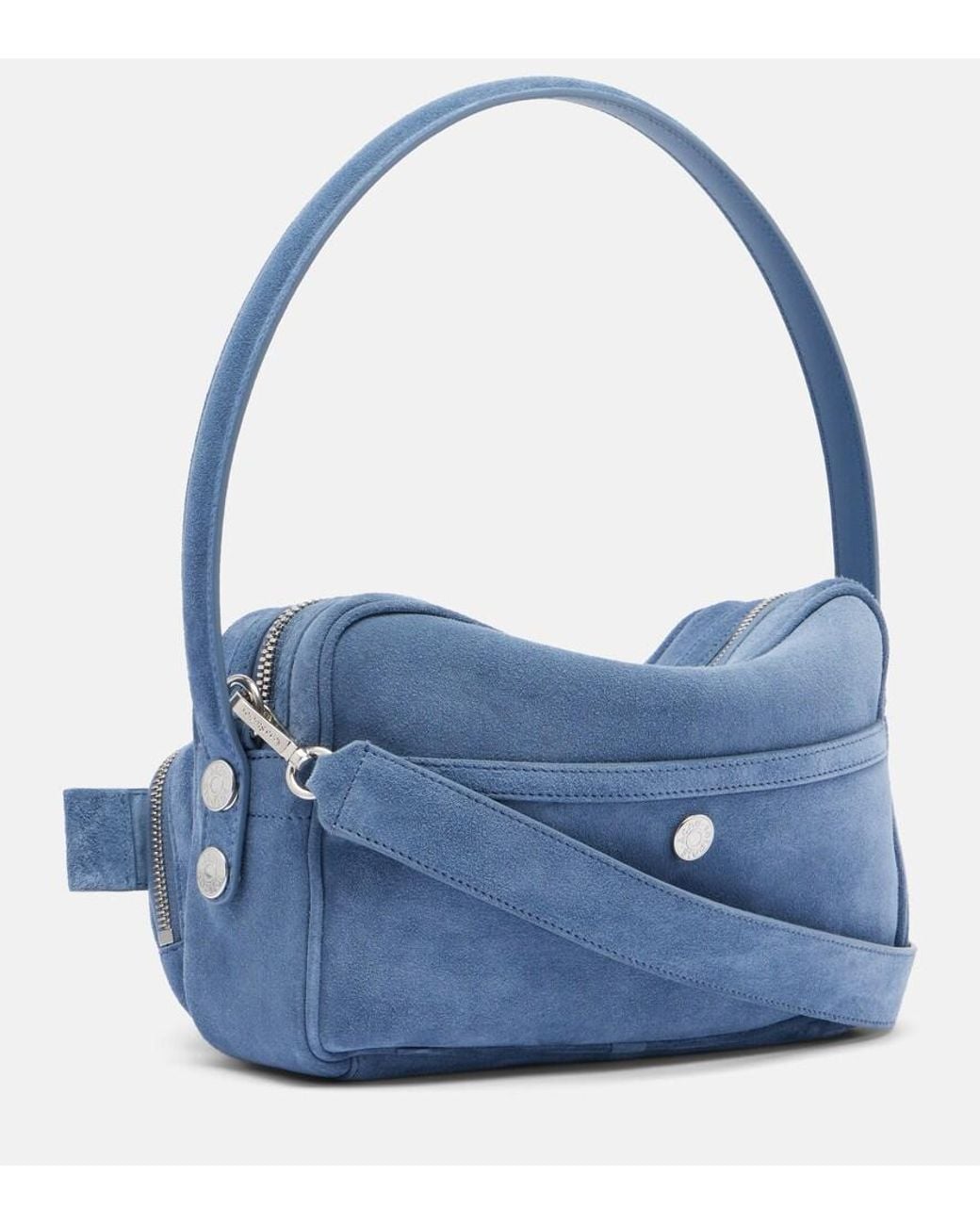 Acne Blue Schultertasche Camero Party Aus Veloursleder