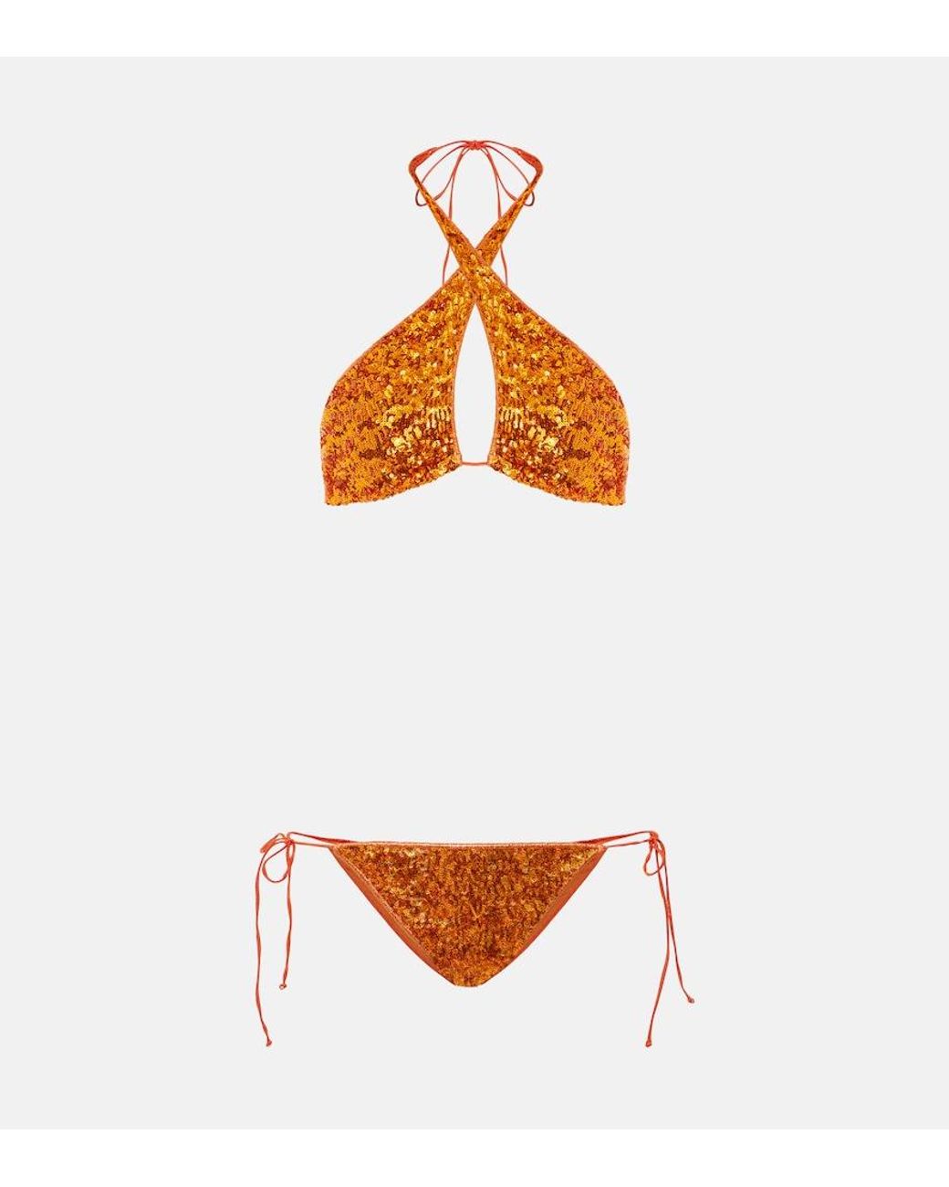 Oseree Orange Pailettes Bikini